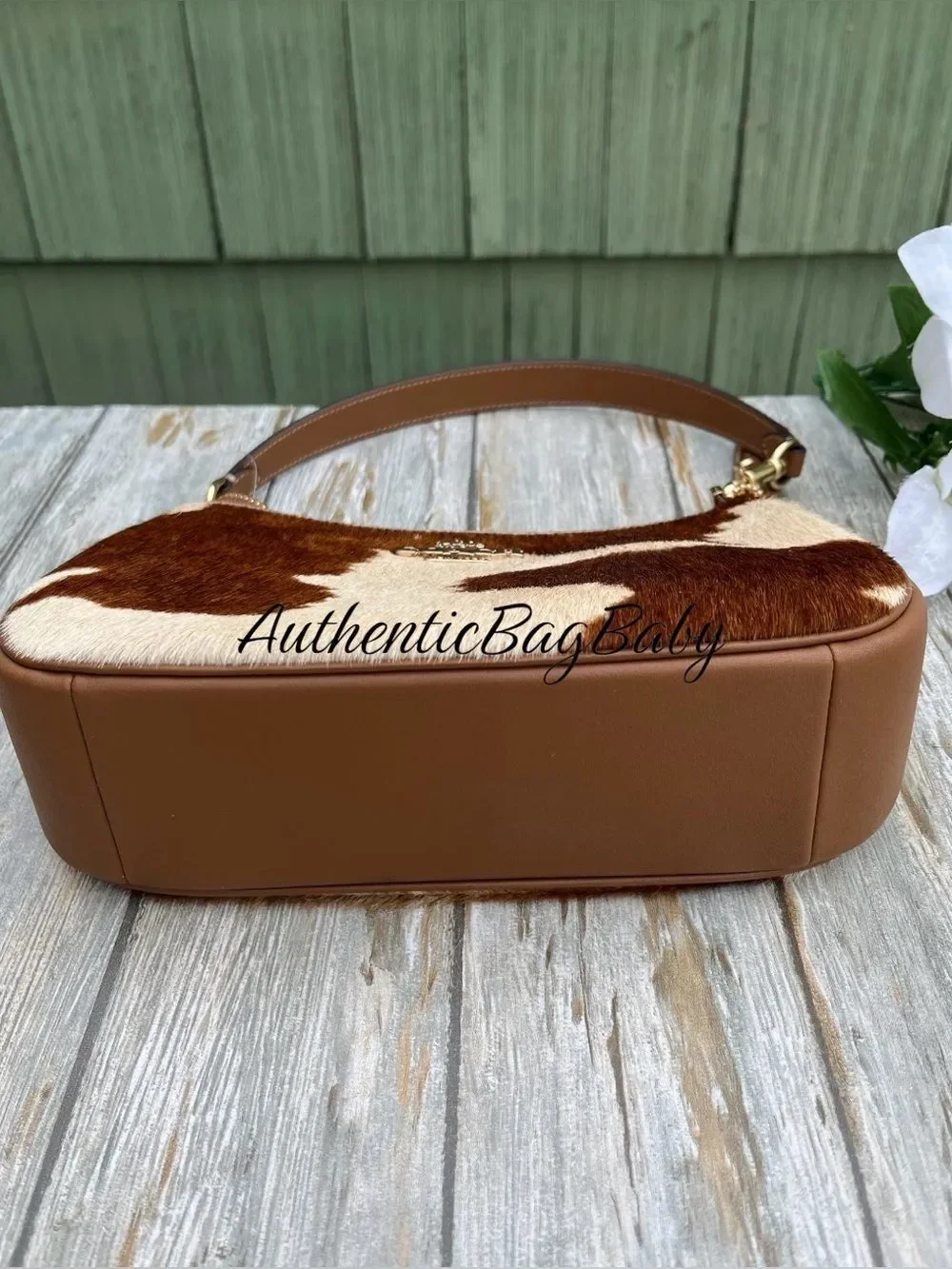 Coach Teri Shoulder Bag In Haircalf With Cow Print Purse